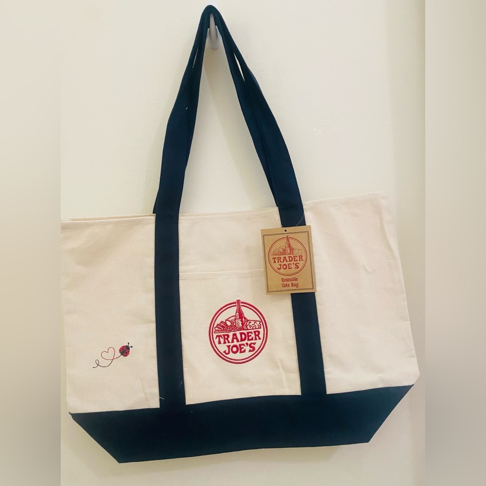 2PACK NWT Trader Joe’s Canvas Tote | Boho Reusable Market Bag | Gift Idea - Picture 3 of 6